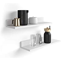 Mobili Fiver- Par de estantes- Modelo Rachele- de MDF- 60 cm- Color Blanco Mate- Aglomerado y Melamina- Made in Italy